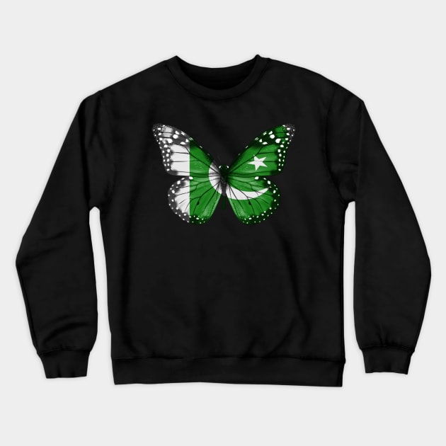 Pakistani Flag  Butterfly - Gift for Pakistani From Pakistan Crewneck Sweatshirt by Country Flags